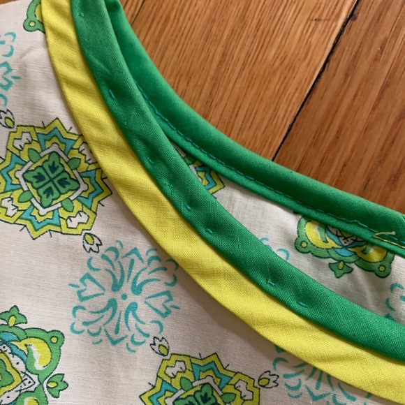 Deadstock 1950s pleated block print dress 23” XXS - Picture 6 of 7